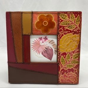 Vintage Floral Tooled Leather Patchwork Picture Frame Square